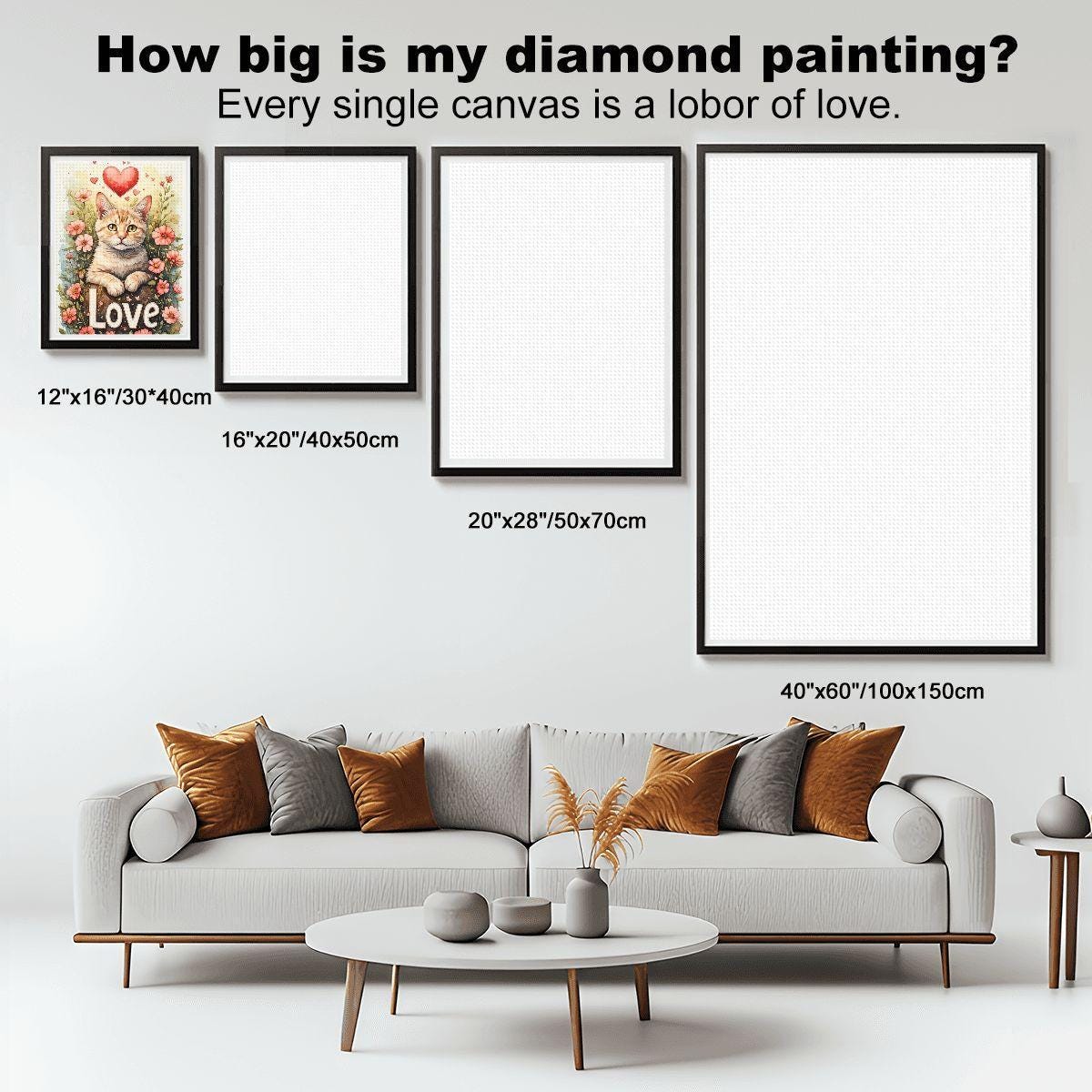 Cat DIY Diamond Painting Kit No Frame Art Craft Project Feline Portrait