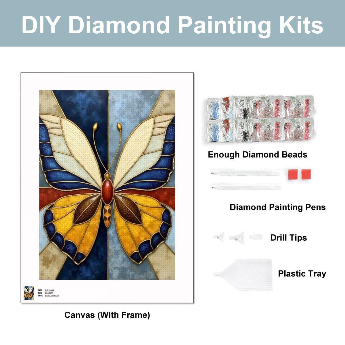 Butterfly DIY Diamond Painting Kit No Frame - Rhinestone Art Craft Project