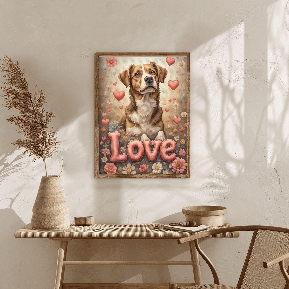 Dog Love DIY Diamond Painting Kit No Frame - Pet Art Project for Home Decor