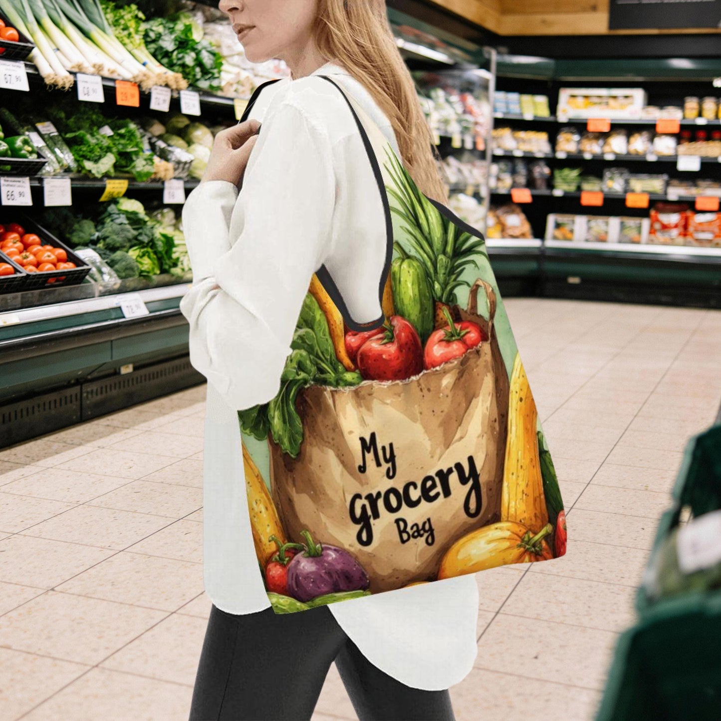Compact Folding Reusable Grocery Shopping Bags - Eco Friendly Foldable Tote Storage