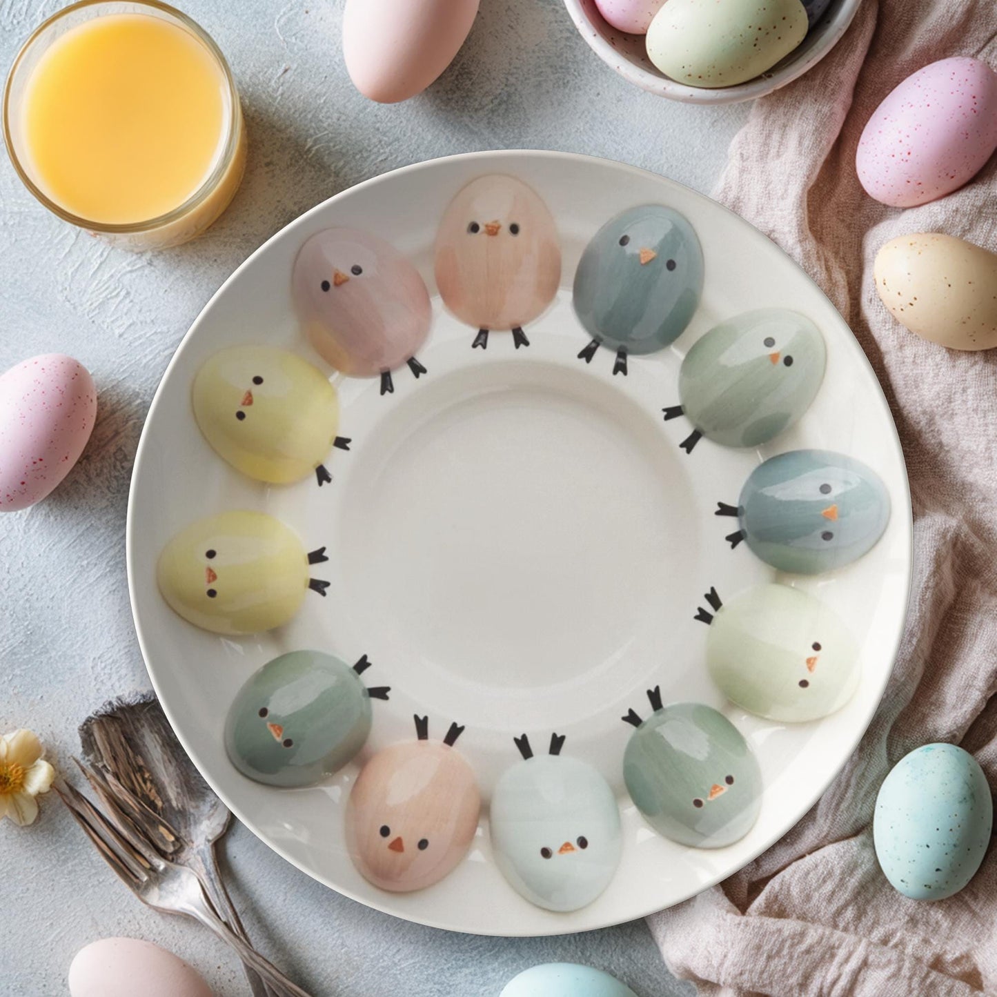 Easter Chick Dinner Plates - Animal Dinnerware Set for Kids Kitchen Decor