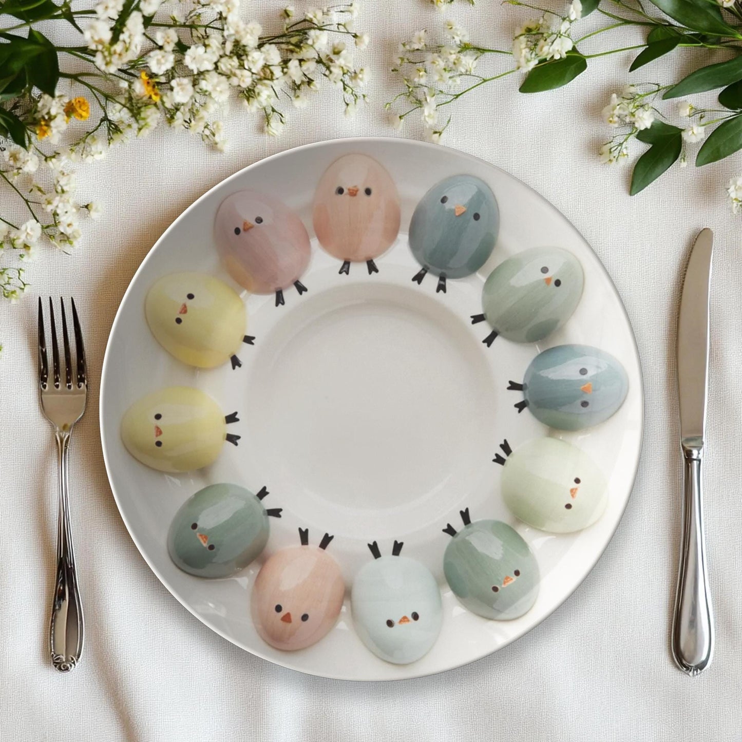 Easter Chick Dinner Plates - Animal Dinnerware Set for Kids Kitchen Decor