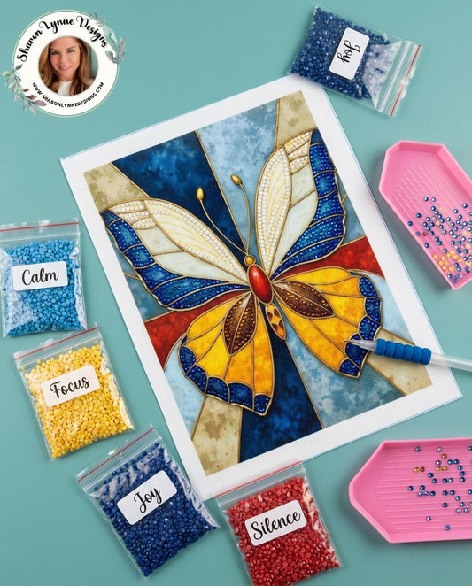 Butterfly DIY Diamond Painting Kit No Frame - Rhinestone Art Craft Project