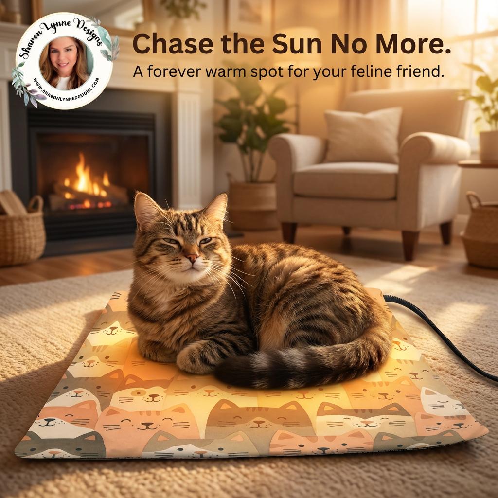 Cat Heating Pad - Warm Pet Bed Mat for Indoor Cats, Electric Heated Blanket