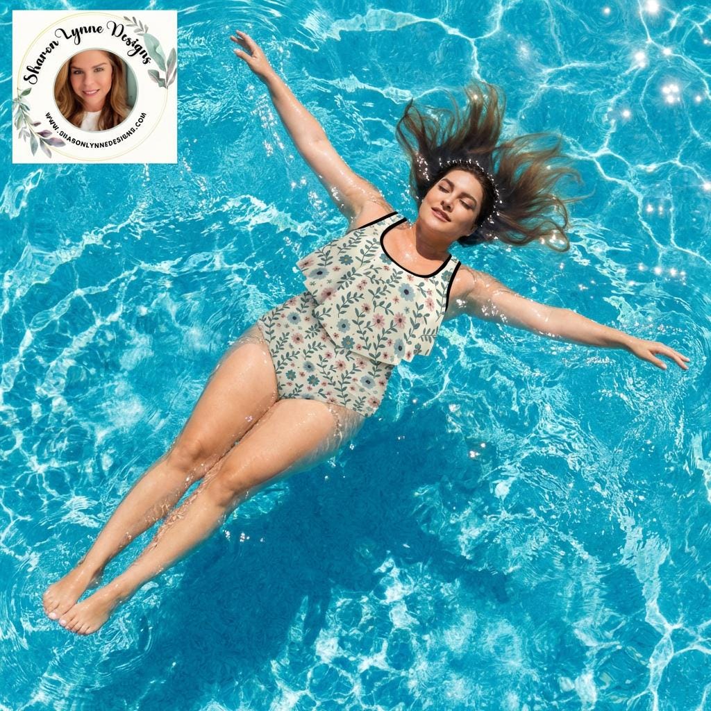 Floral Plus Size Two-Piece Tankini Swimsuit - Comfortable Beach & Pool Wear for Women