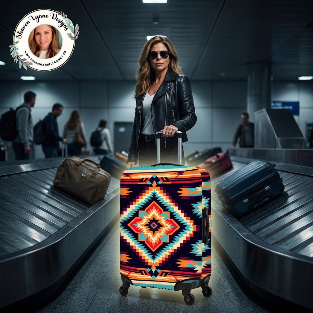 Native Luggage Cover, Stylish Native-Inspired Luggage Sleeves: Travel Bag Protection for Adventurous Globetrotters