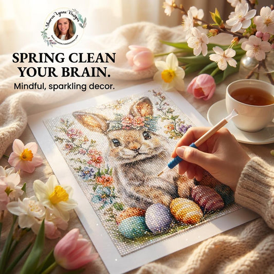 Bunny DIY Diamond Painting Kit No Frame - Rabbit Art Craft Project Gems Canvas