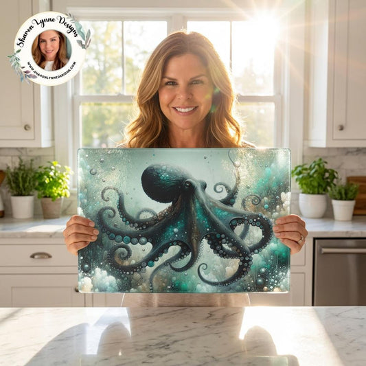 Octopus Design Cutting Board for Kitchen Display and Prep