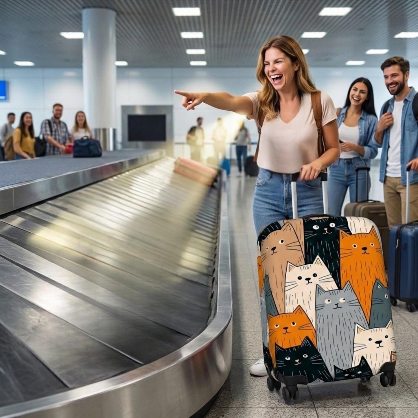 Cat Luggage Cover - Durable Suitcase Protector with Double-Sided Cat Design