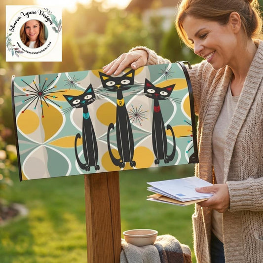 Retro Cat Magnetic Mailbox Cover: Vintage Feline Outdoor Decor