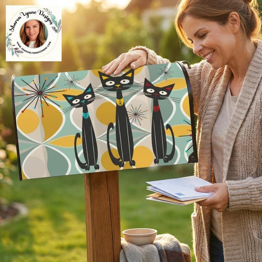Retro Cat Magnetic Mailbox Cover: Vintage Feline Outdoor Decor