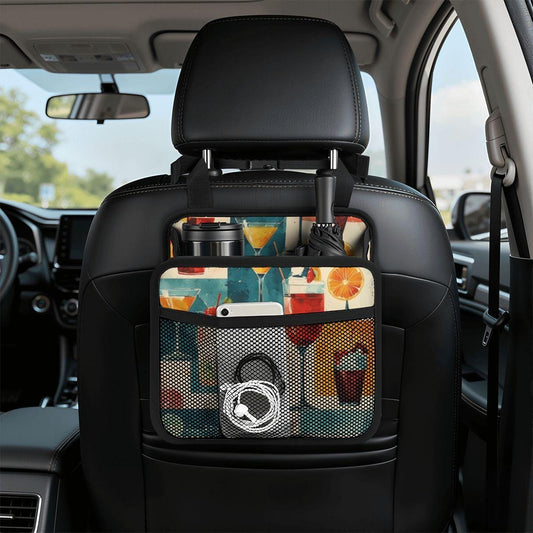 Mid-Century Drink Car Seat Organizer - Vintage Style Travel Caddy for Storage