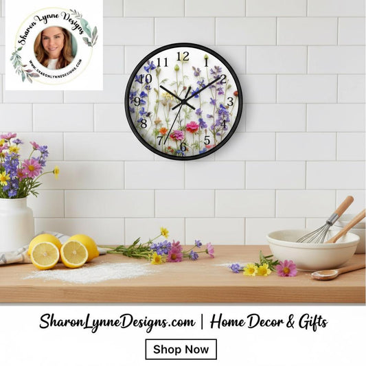 Floral Minimal Wall Clock Modern Round Silent Home Decor Living Room Kitchen Office