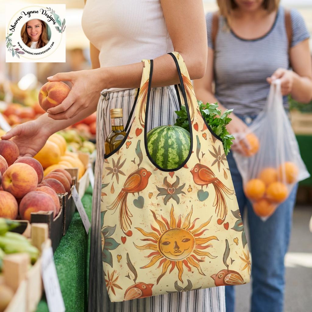 Summer Folding Reusable Grocery Bags - Compact Eco Shopping Totes with Foldable Design