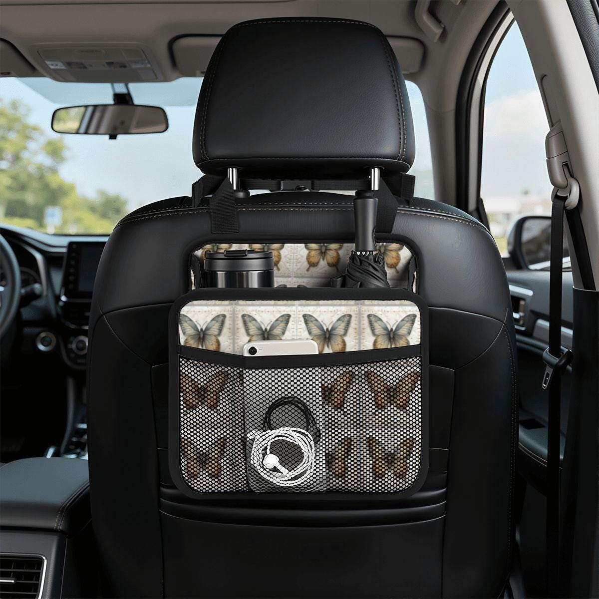 Butterfly Car Seat Organizer – PU Travel Storage Caddy for Kids