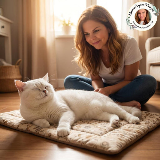 Beige Cat Heating Pad – Cozy Electric Pet Mat for Small Animals