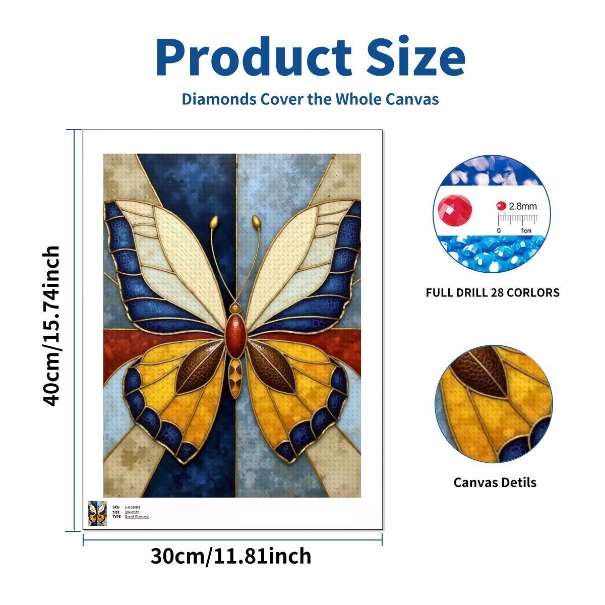 Butterfly DIY Diamond Painting Kit No Frame - Rhinestone Art Craft Project
