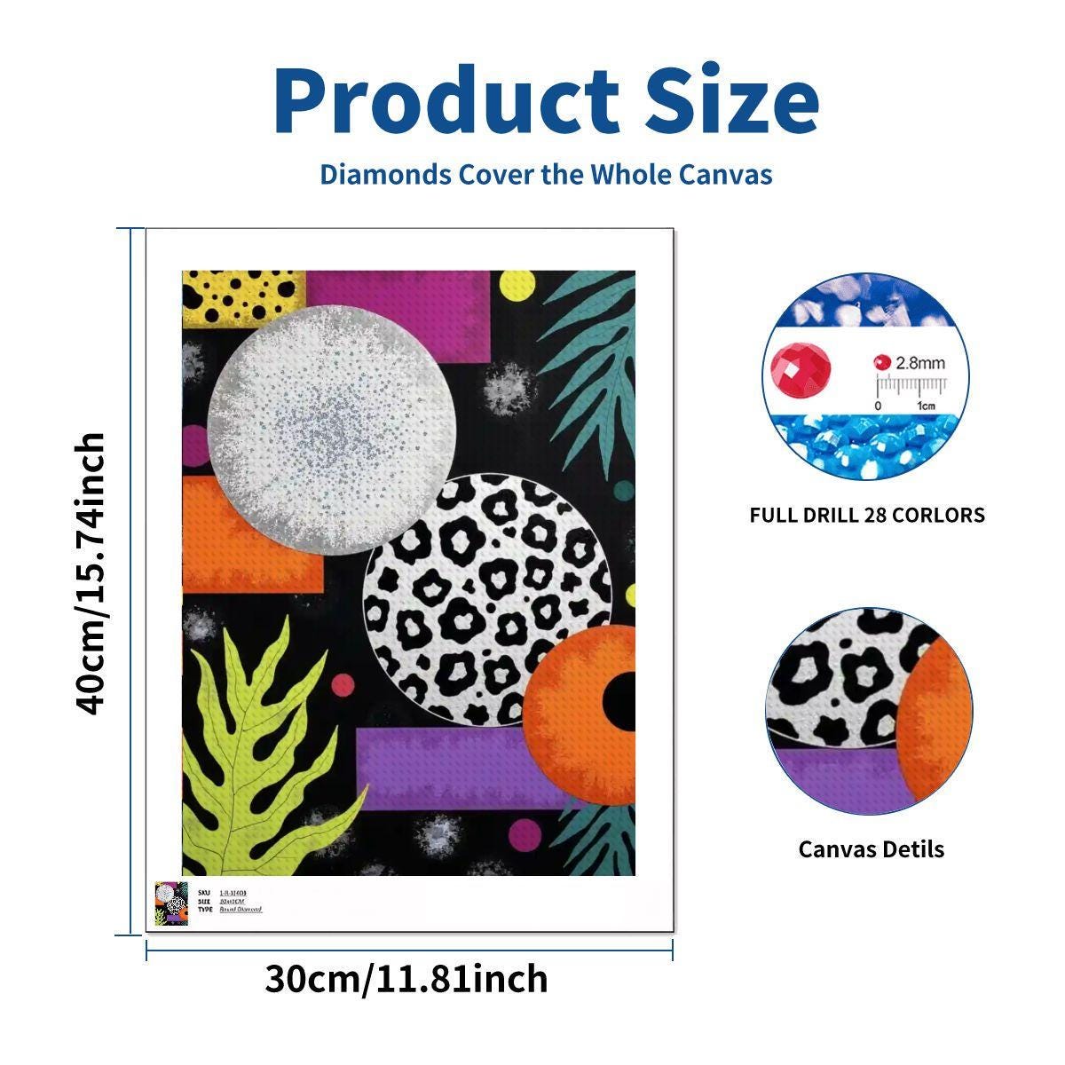 Abstract Art DIY Diamond Painting Kit No Frame Canvas Craft Project Home Decor Wall