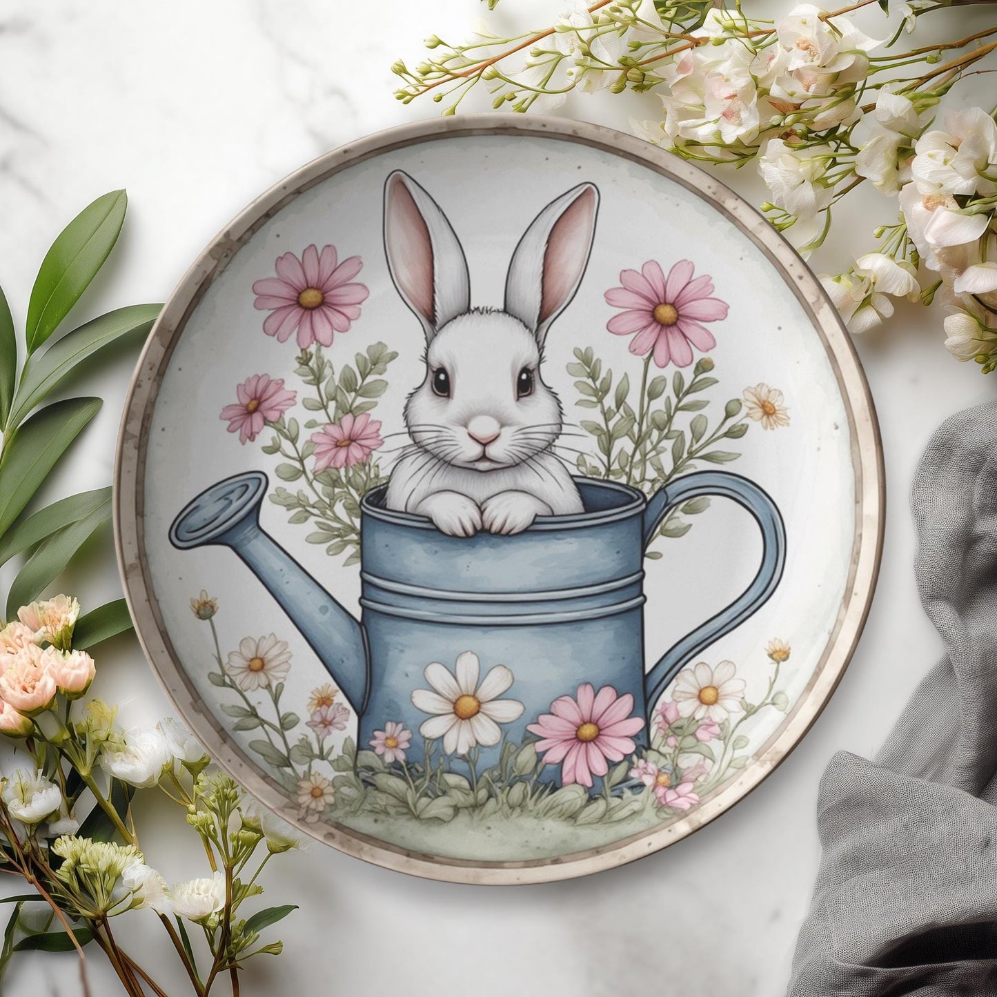 Bunny Dinner Plate – Durable Polymer Kids Spring Tableware (10-inch)