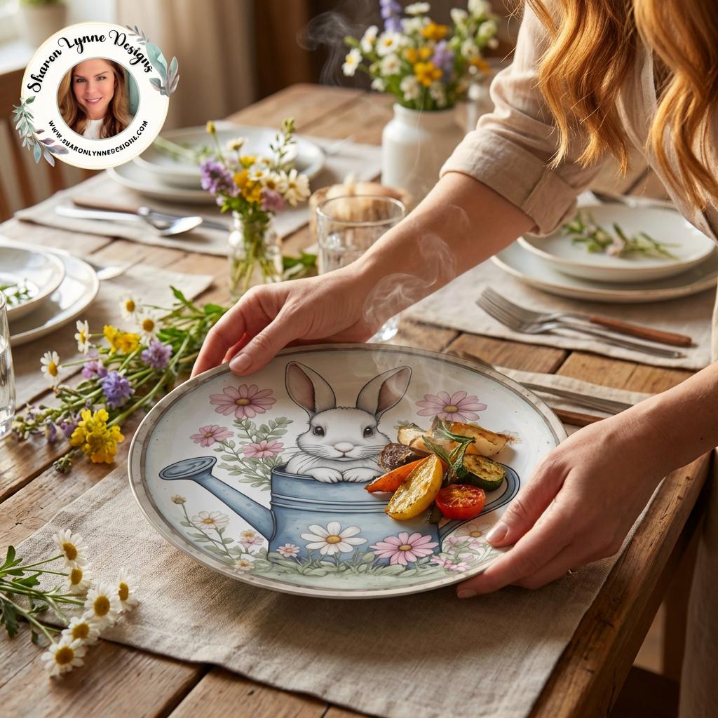 Bunny Dinner Plate – Durable Polymer Kids Spring Tableware (10-inch)