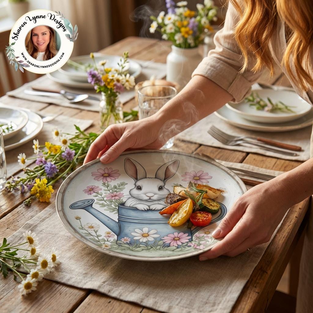 Bunny Dinner Plate – Durable Polymer Kids Spring Tableware (10-inch)