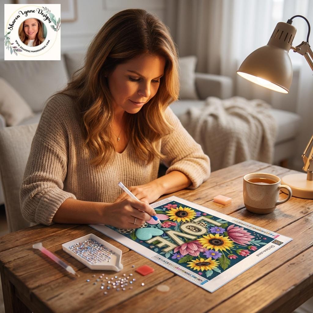 Love DIY Diamond Painting Kit No Frame - Romantic Heart Art Craft Project Sparkle Canvas