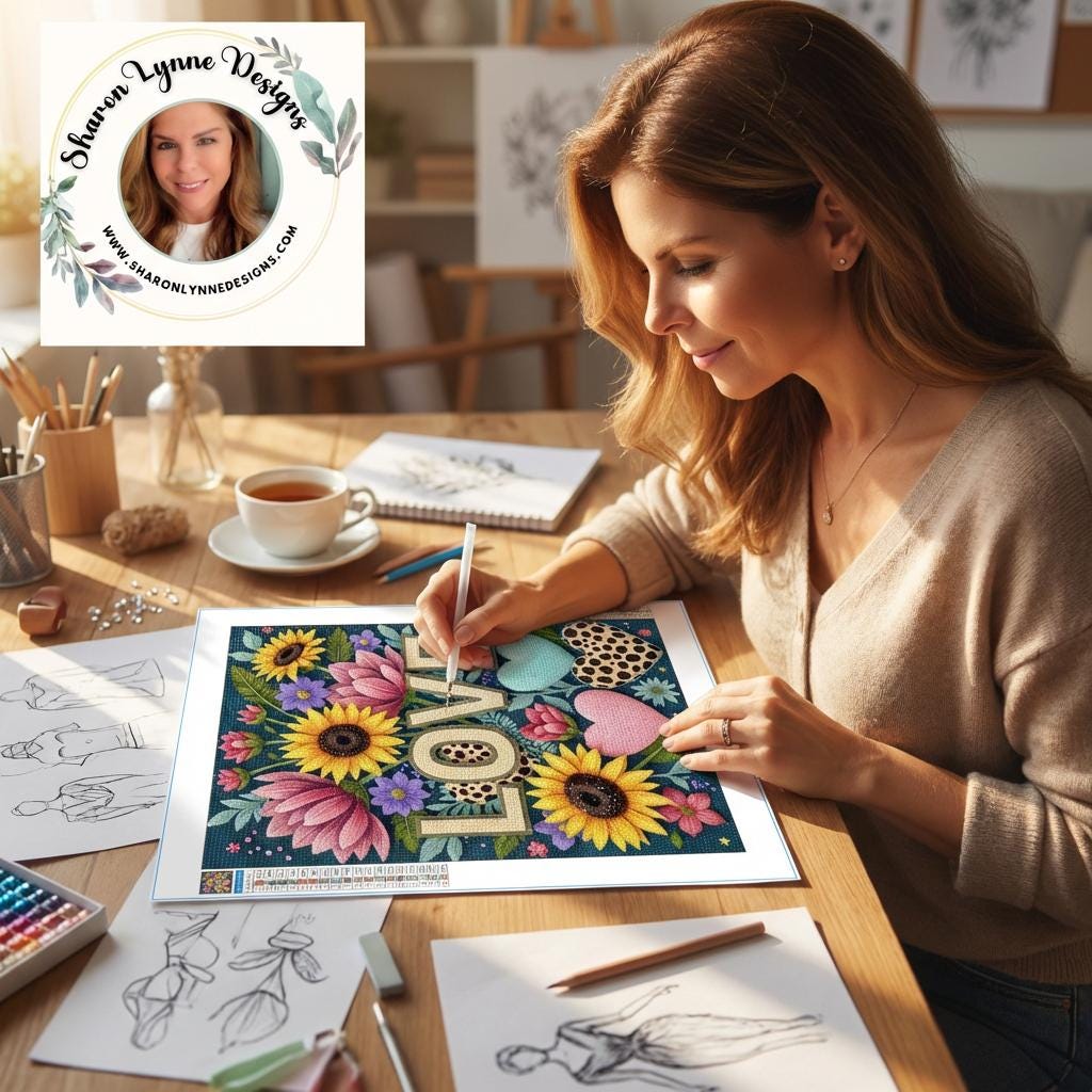 Love DIY Diamond Painting Kit No Frame - Romantic Heart Art Craft Project Sparkle Canvas
