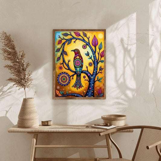 Bird DIY Diamond Painting Kit No Frame - Sparkling Art Craft Project for Adults Beginners