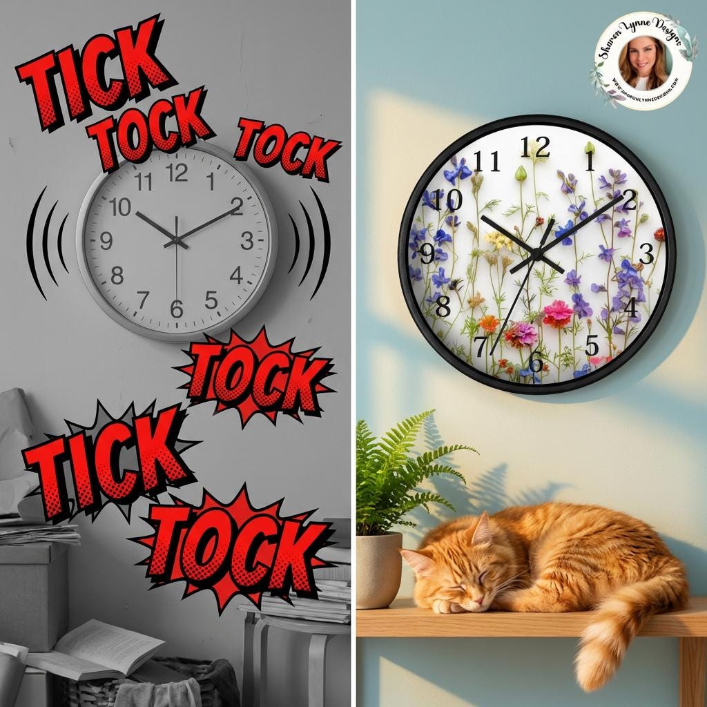 Floral Minimal Wall Clock Modern Round Silent Home Decor Living Room Kitchen Office