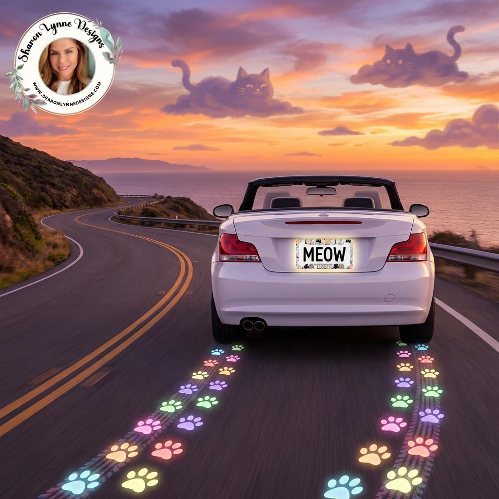 Cat License Plate Frame: Whimsical Car Decor Gift for Feline Enthusiasts