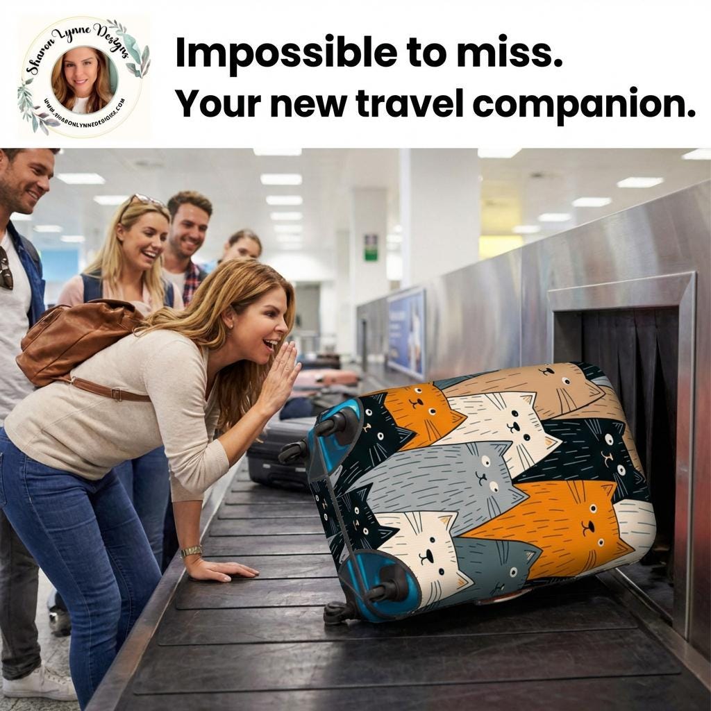 Cat Thickened Luggage Cover - Protective Travel Suitcase Sleeve for Pet Lovers