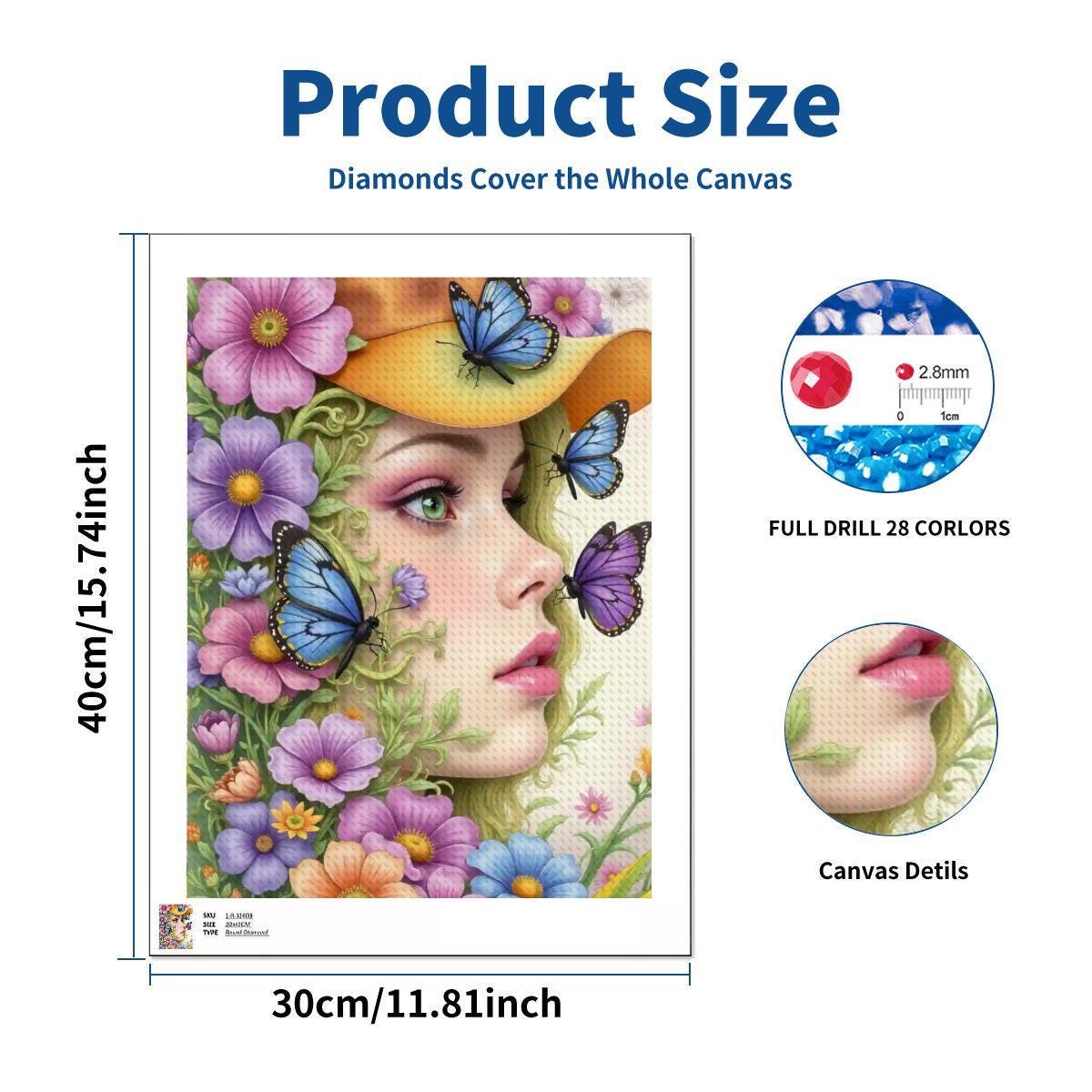 Flower Girl DIY Diamond Painting Kit No Frame - Craft Art Project Wall Hanging