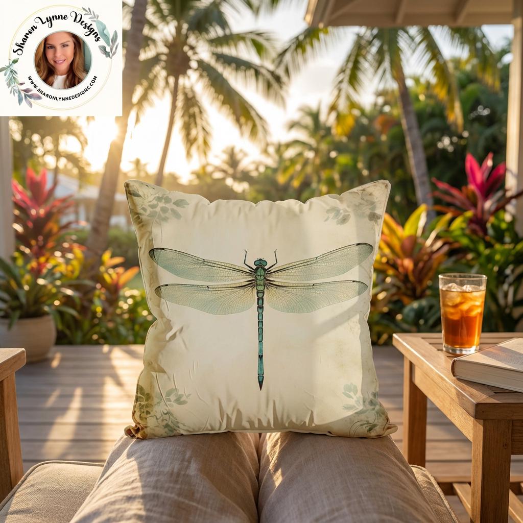 Dragonfly Pillow Cover: Beige Minimalist Decor, Double-Sided Print
