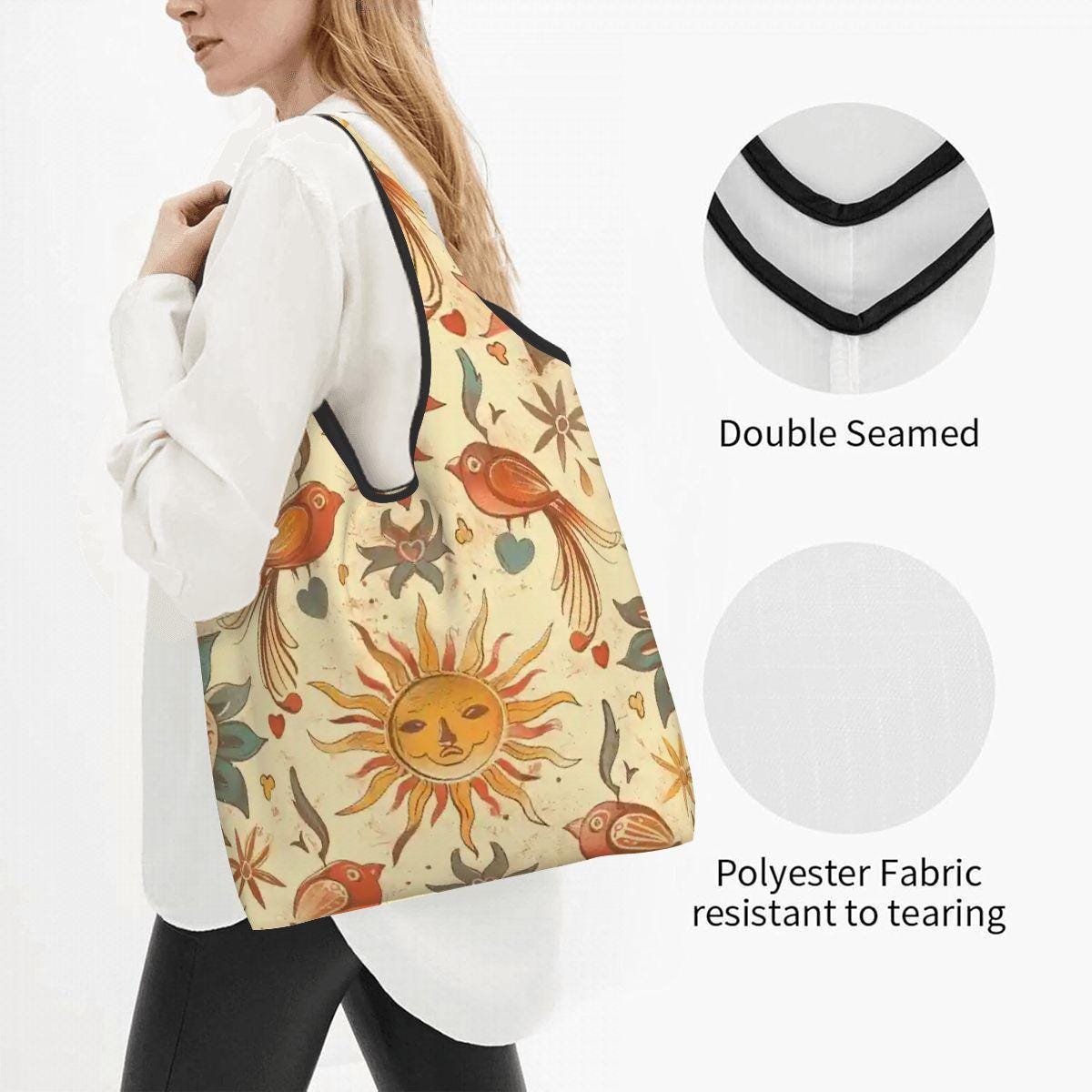Summer Folding Reusable Grocery Bags - Compact Eco Shopping Totes with Foldable Design