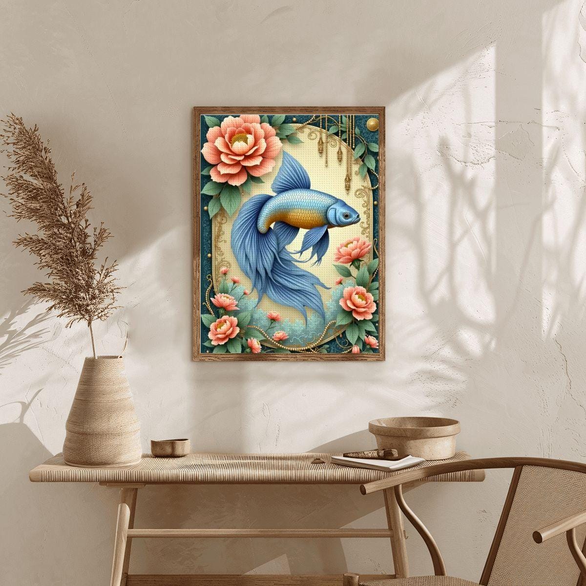 Fish Diamond Painting Kit – Aquatic Sea Life Rhinestone Mosaic Craft (12" x 16")