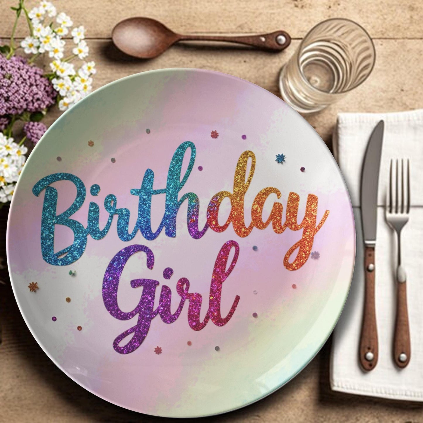 Birthday Girl Celebration Plate Special Occasion Dinnerware Party Tableware Pink Princess Theme