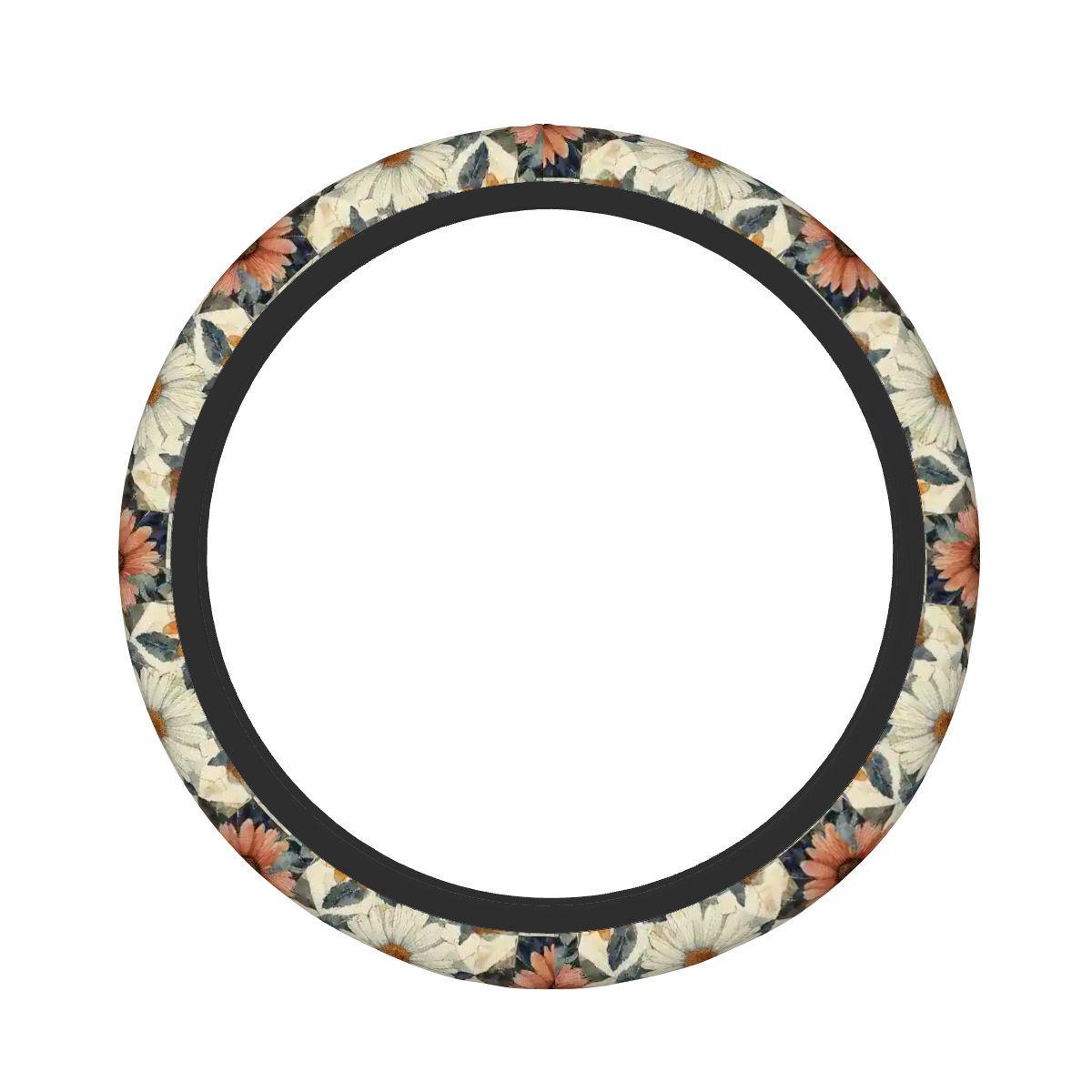 Flower Thickened Elastic Car Steering Wheel Cover - Floral Auto Grip Protector