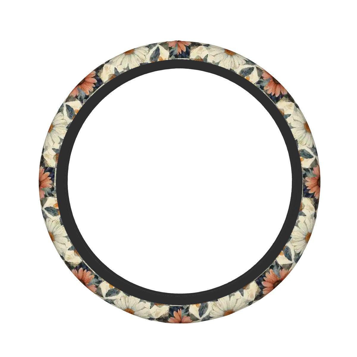 Flower Thickened Elastic Car Steering Wheel Cover - Floral Auto Grip Protector