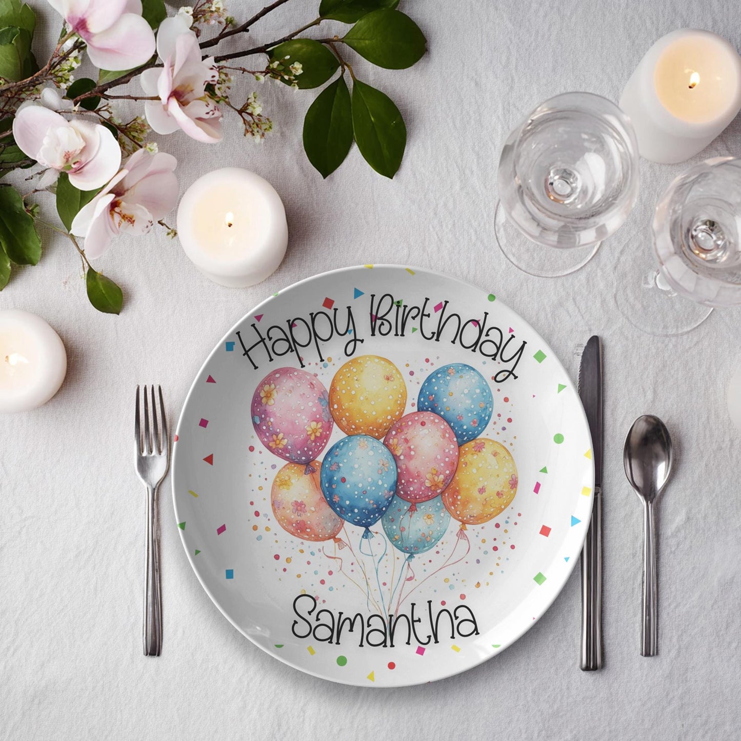Birthday Confetti Plate - Colorful Party Tableware for Celebration Dinnerware Events