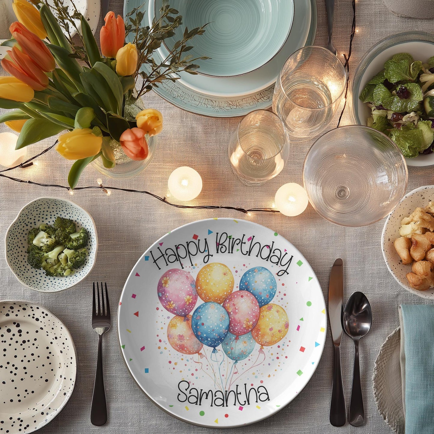 Birthday Confetti Plate - Colorful Party Tableware for Celebration Dinnerware Events