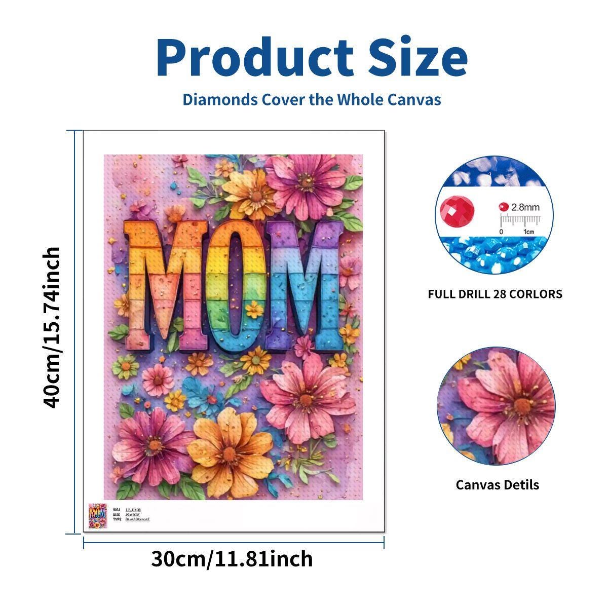 Mom DIY Diamond Painting Kit No Frame - Art Project Rhinestone Canvas