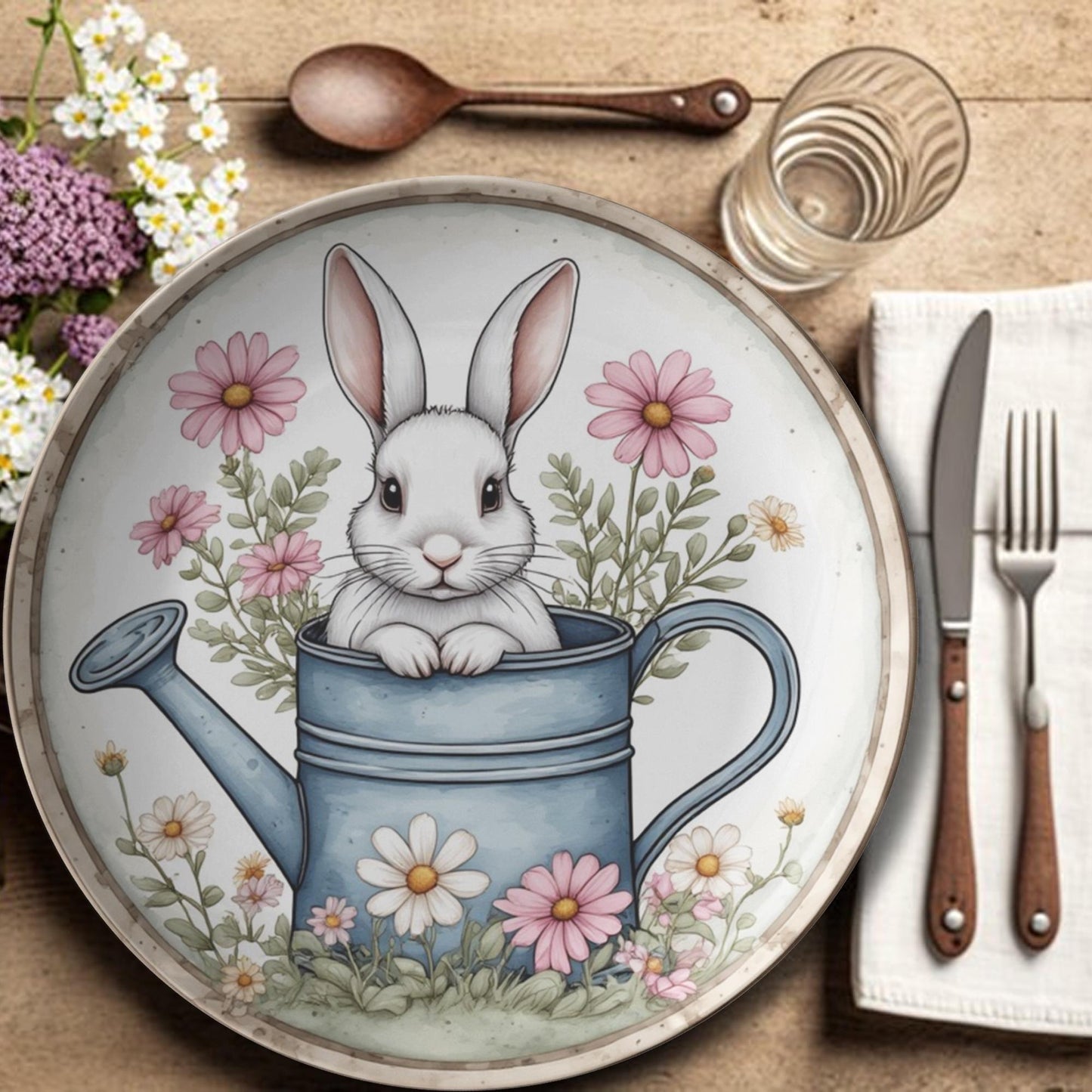 Bunny Dinner Plate – Durable Polymer Kids Spring Tableware (10-inch)