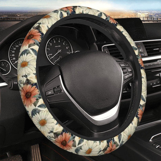Flower Thickened Elastic Car Steering Wheel Cover - Floral Auto Grip Protector