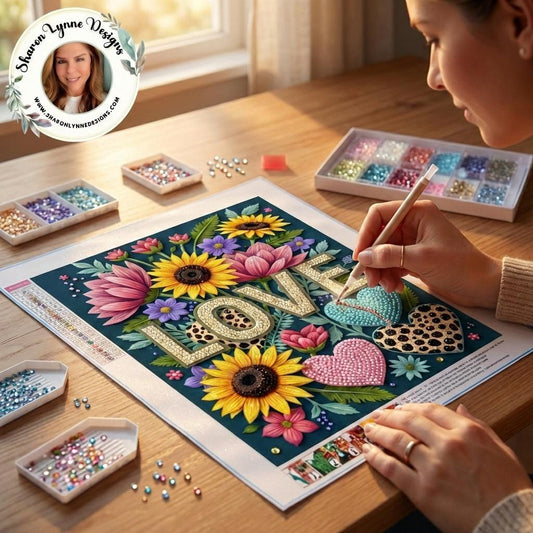 Love DIY Diamond Painting Kit No Frame - Romantic Heart Art Craft Project Sparkle Canvas