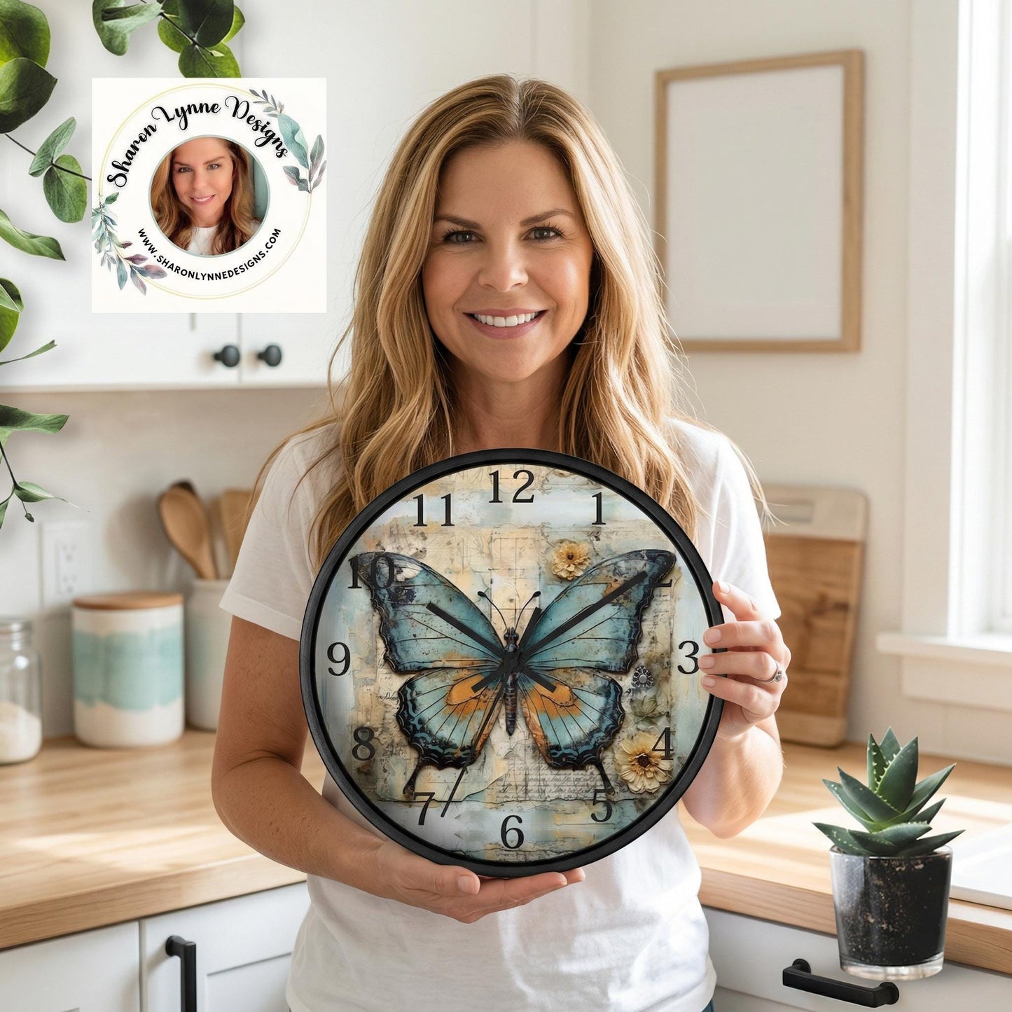 Bohemian Butterfly Wall Clock: Silent Timepiece for Home Decor, Artistic Gift for Nature Lovers