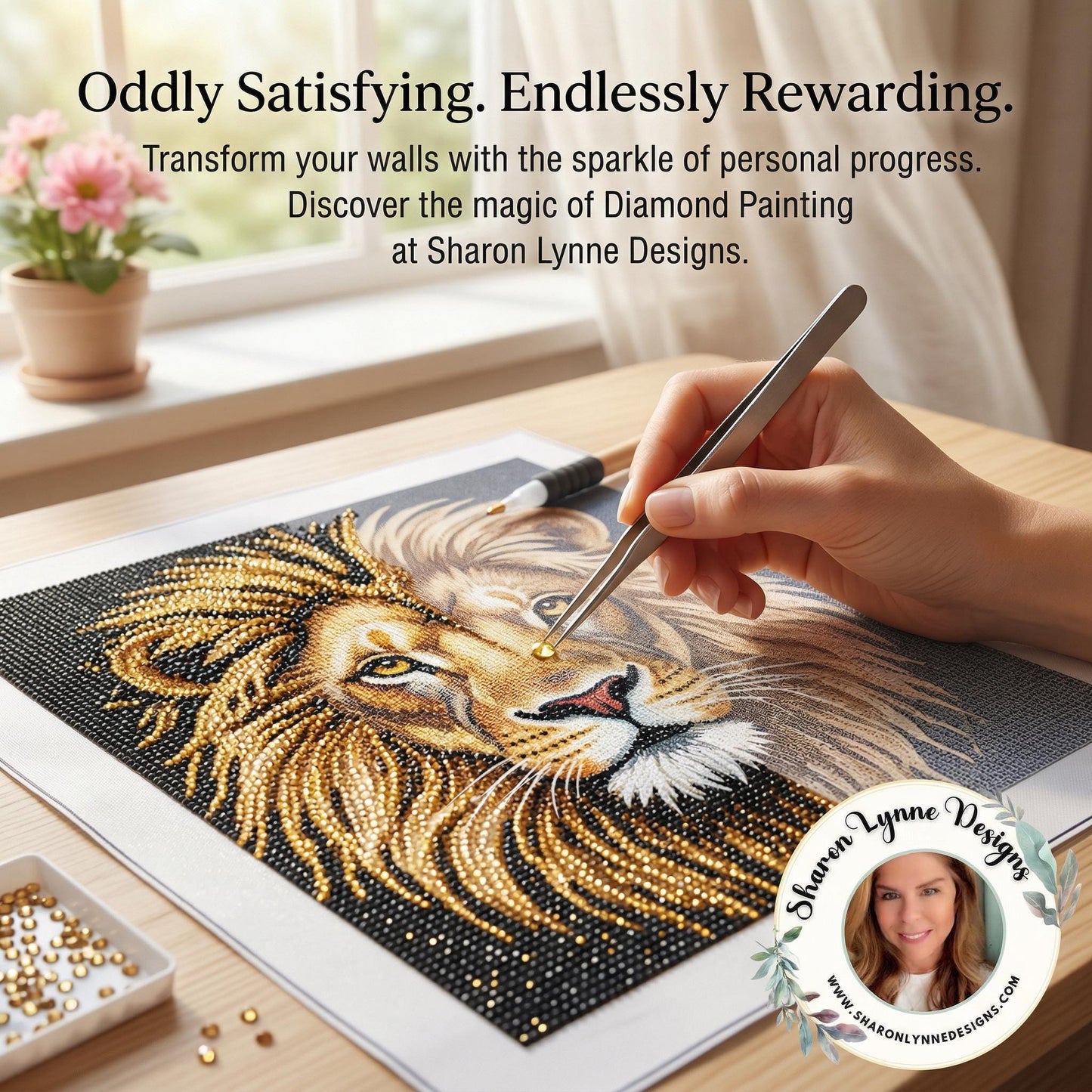 Lion DIY Diamond Painting Kit No Frame - 5D Crystal Art Craft Project Home Decor