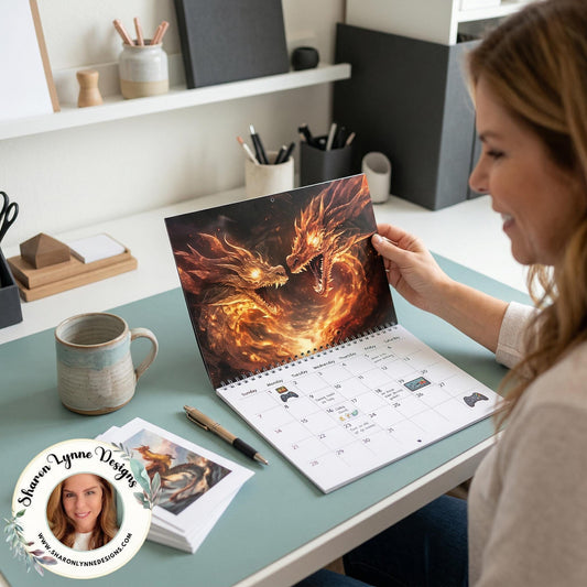 2026 Fire Dragon Wall Calendar: Gamer Fantasy Art Monthly Planner