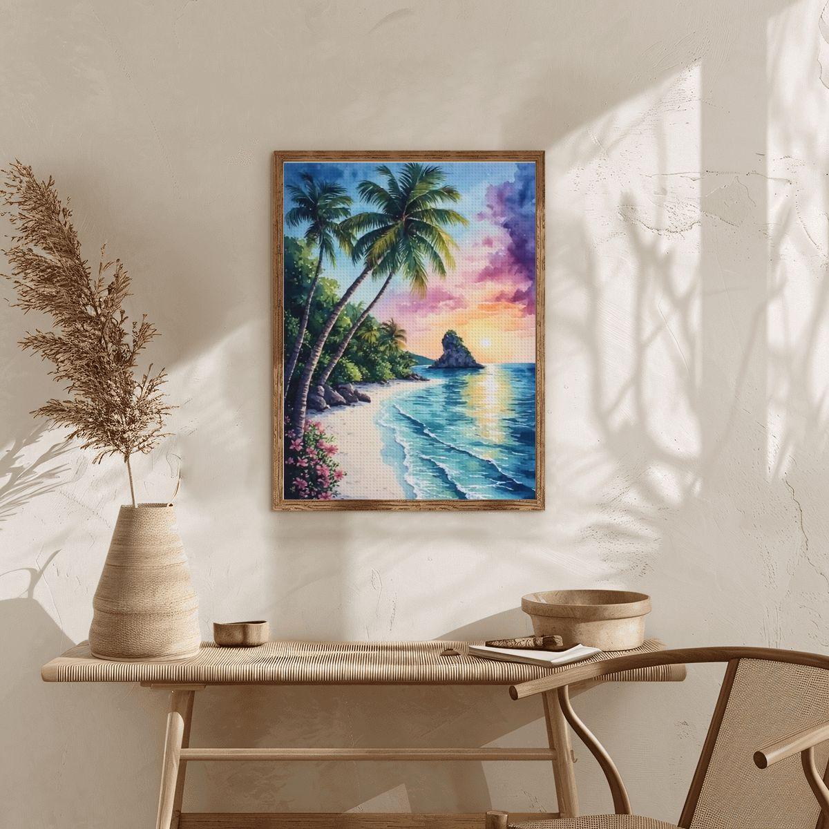 Beach DIY Diamond Painting Kit No Frame - Ocean Seascape Art Craft Project Home Decor