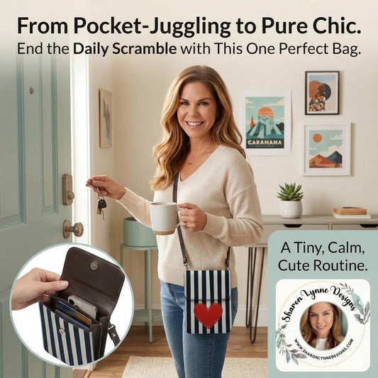 Heart Leather Cell Phone Crossbody Purse with Adjustable Shoulder Strap - Small Handbag for Women