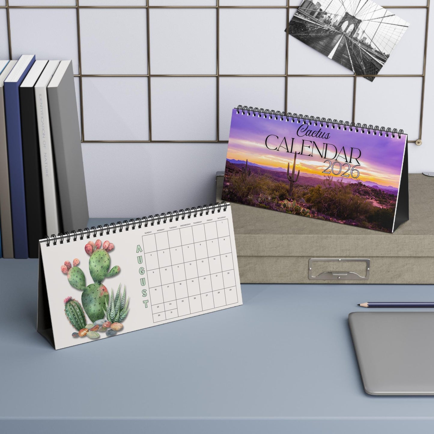 2026 Cactus Desktop Calendar: Monthly Planner for Nature Lovers, Office Organization & Succulent Decor